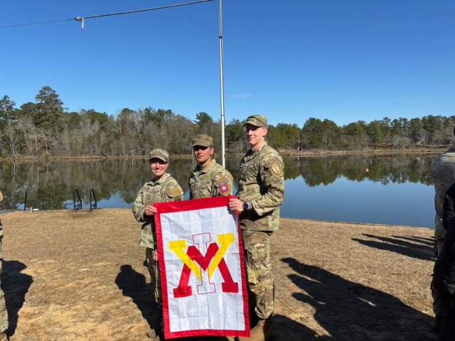 Graduates of Ranger School, VMI Class of 2023: 2nd Lt. Janine Colantonio, 2nd Lt. Nadim Lissahernandez, and 2nd Lt. Jake Sisk.