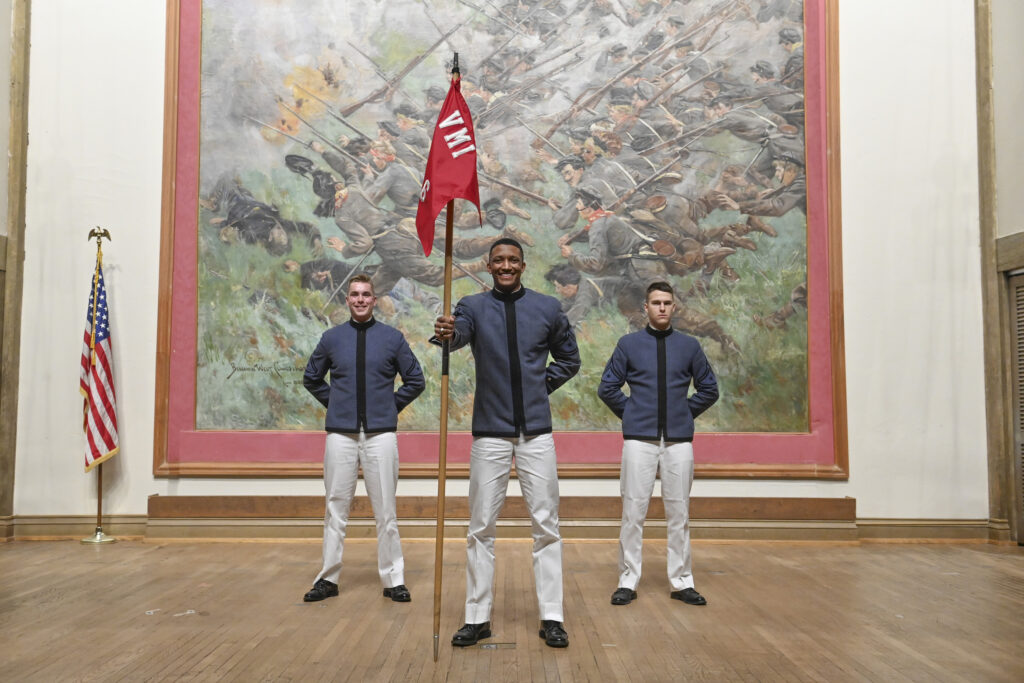Cadets stand in Memorial Hall.