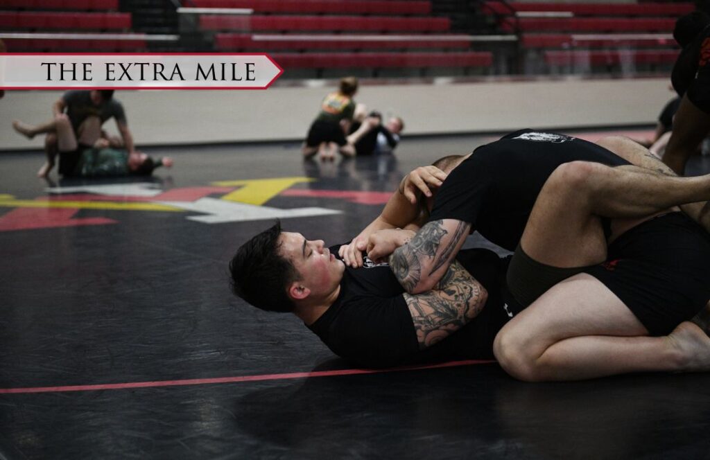 Cadet on the mat during Brazilian Jiu-Jitsu club.