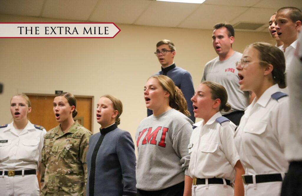 Cadets sing in the glee club.
