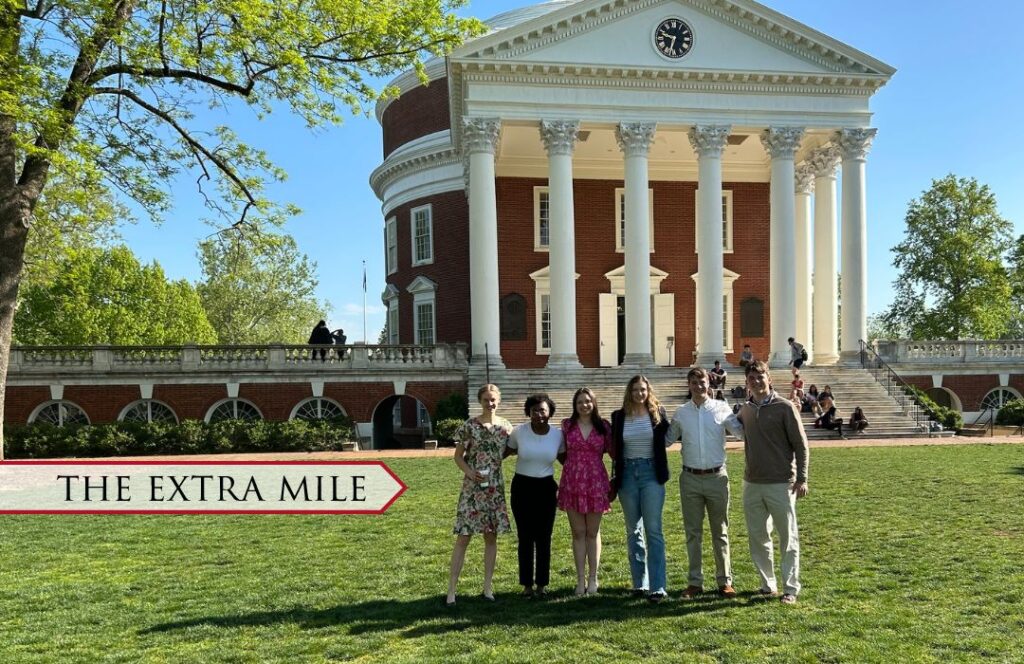 VMI's pre-law society in front of a building with columns.