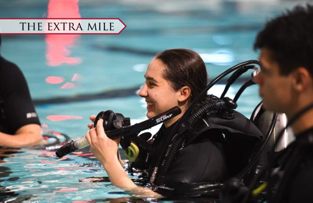 A cadet in the pool with scuba gear.