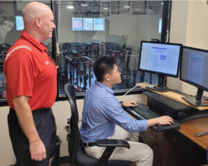 VMI cadet Hai-Hsin Huang '25, an applied mathematics major with a minor in physics, is evaluating cost-efficient exercise programs for the elderly as part of the Summer Undergraduate Research Institute (SURI).