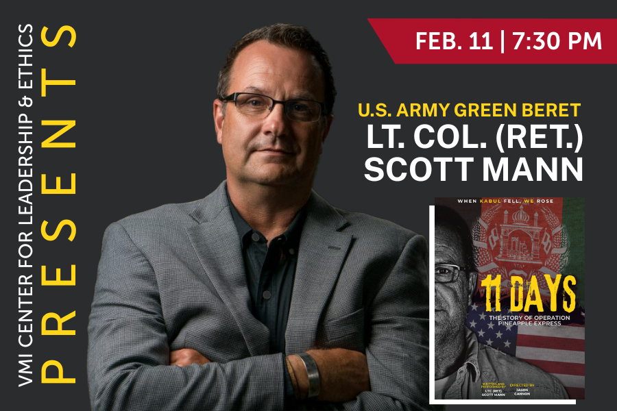 U.S. Army Green Beret Lt. Col. (Ret.) Scott Mann promotional photo and play poster.