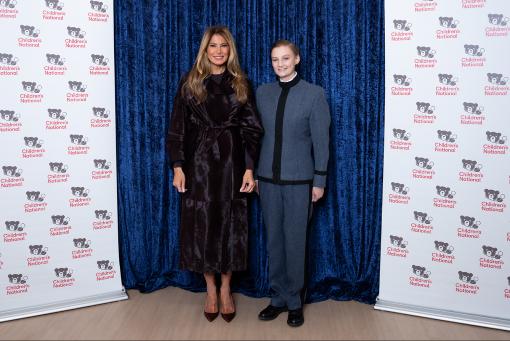 First Lady Melania Trump poses for a photo with Cadet McLane.