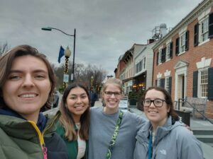 Abby Fiorillo, Angelina Garcia, Grace Waters and Talli Tarring at the Conference for Undergraduate Women in Physics at Princeton University.