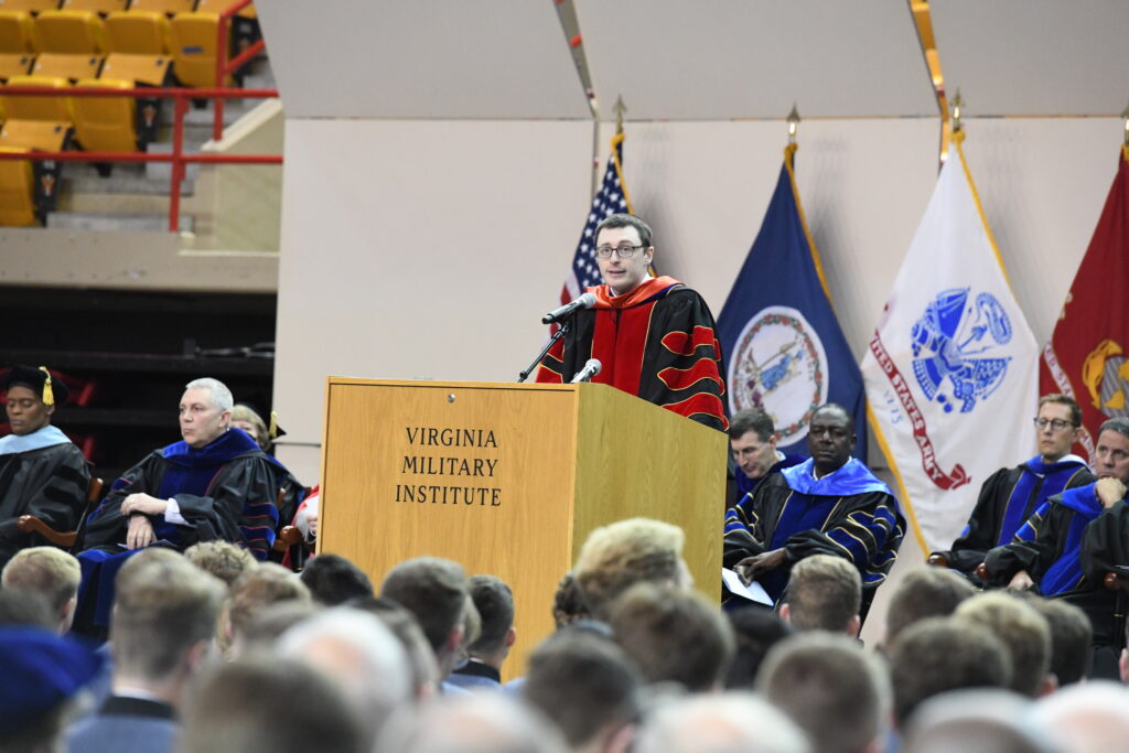 The Academic Convocation ceremony was held at Virginia Military Institute on Sept. 7 in Cameron Hall, opening the 183rd academic year. Maj. Gen. Cedric T. Wins ’85, superintendent, welcomed back the cadets and faculty, and congratulated the class of 2023 on their leadership of the Corps of Cadets.