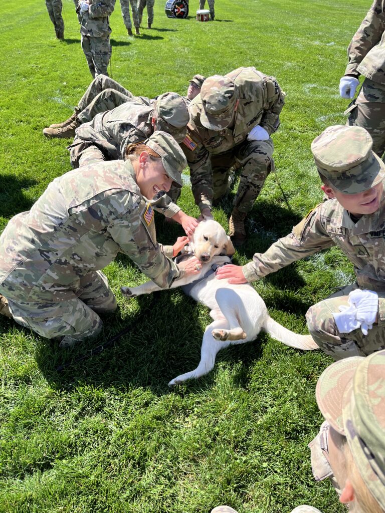 The chaplain’s office at Virginia Military Institute recently welcomed a new staff member in the form of a warm, furry, and faithful facility dog named CAVU. CAVU’s occupational specialty is to assist the Institute chaplain in bringing morale, welfare, and care to cadets.