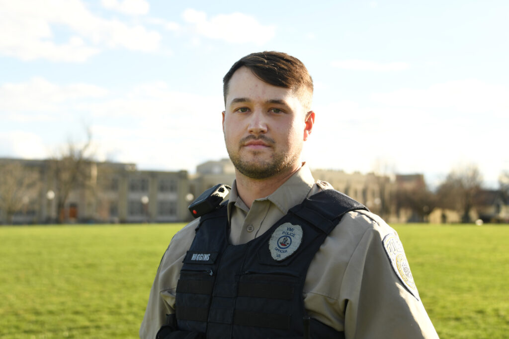 Virginia Military Institute police officer Zachary Higgins, who plays shortstop for his recreational softball team, was recently named Most Valuable Player (MVP) at the World Softball Tournament in Myrtle Beach, South Carolina