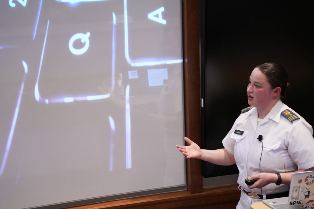 Abigail Basener '24 addressed plagiarizing and cheating concerns when it comes to the use of Artificial Intelligence during her thesis presentation, “Detecting AI-Generated Writing vs. Student Writing,” for VMI's Honor's Week.