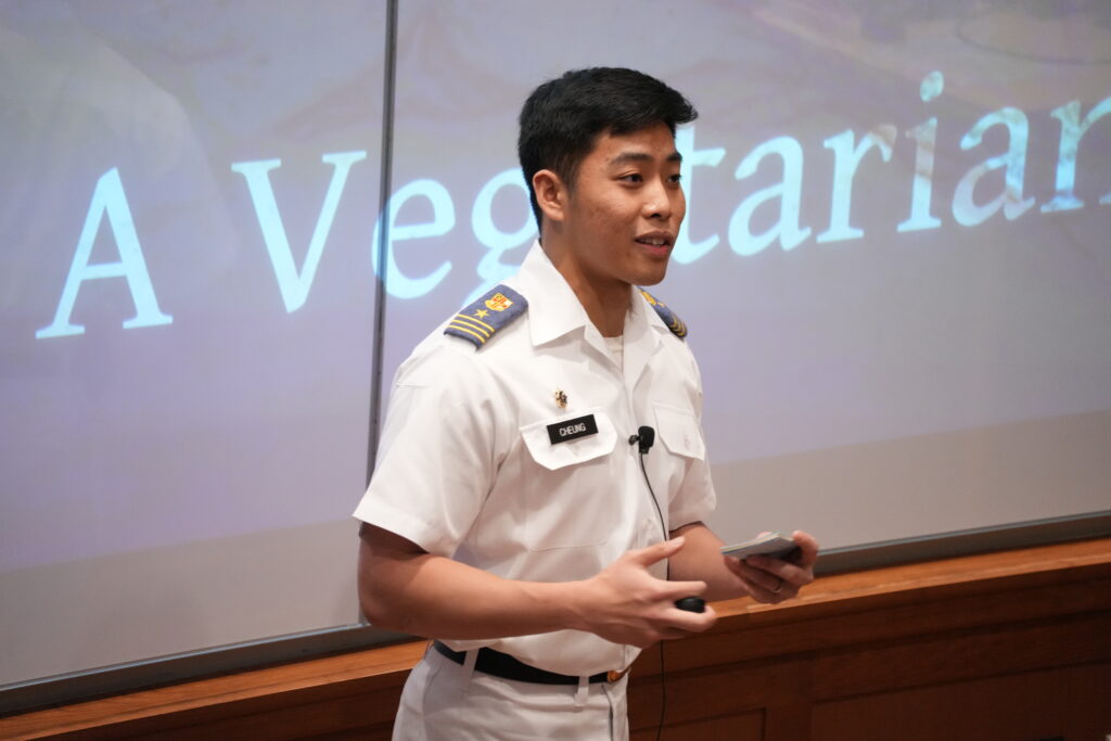 What does the Bible say about what we should eat? That is the question Josh Cheung ’24, a Virginia Military Institute cadet double majoring in English and biology, sought to answer in his honors thesis, “Is God a Vegetarian?”