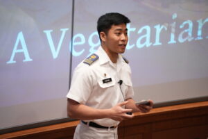 What does the Bible say about what we should eat? That is the question Josh Cheung ’24, a Virginia Military Institute cadet double majoring in English and biology, sought to answer in his honors thesis, “Is God a Vegetarian?”