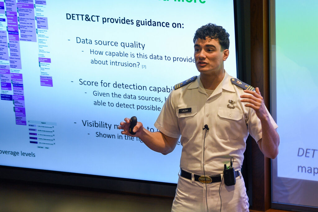 Dominick Lalena ’23 presenting his honors thesis research.