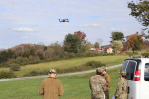 Cadets taking Civil Engineering 121, Surveying, took a field trip to McKethan Park before Thanksgiving furlough to practice flying Unmanned Aerial Vehicles (UAVs or “drones”) used in surveying and mapping.