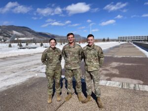 Kirsten Engel ’22, Glen Lash ’22, and Ryan Carpino ’23 recently attended the U.S. Air Force Academy’s 2022 National Character and Leadership Symposium in Colorado.