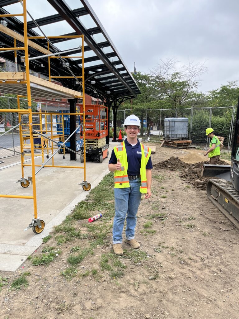 Owen Clifford ’24 on a construction site.