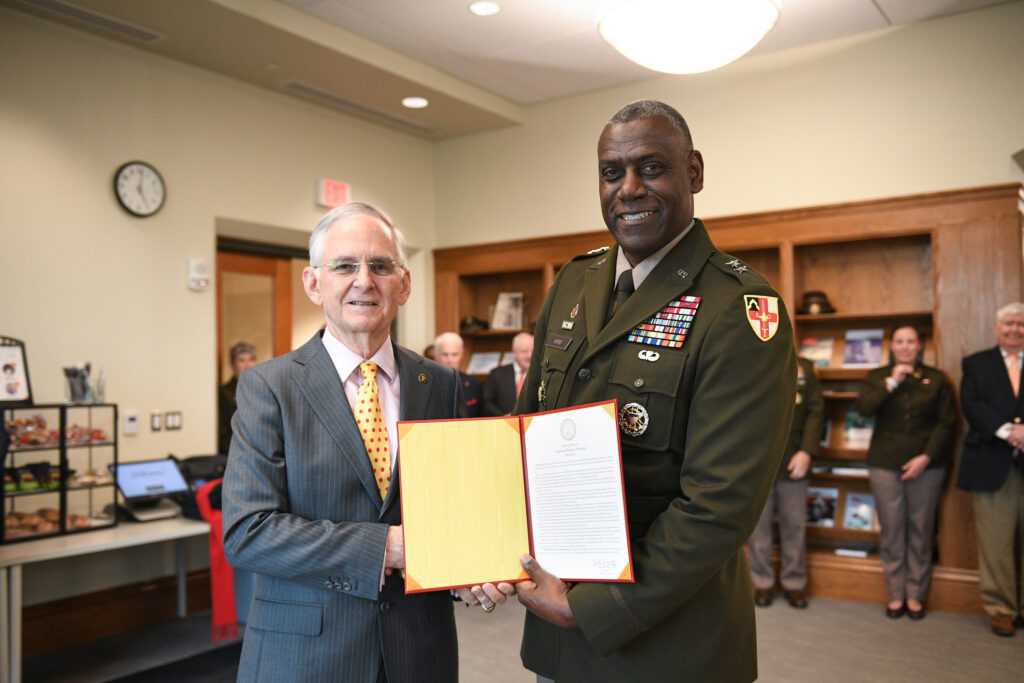 Virginia Military Institute honored former Virginia Sen. Thomas K. Norment Jr. ’68 with a parade on post April 26. The recognition was for 30 years of service to the Commonwealth of Virginia.