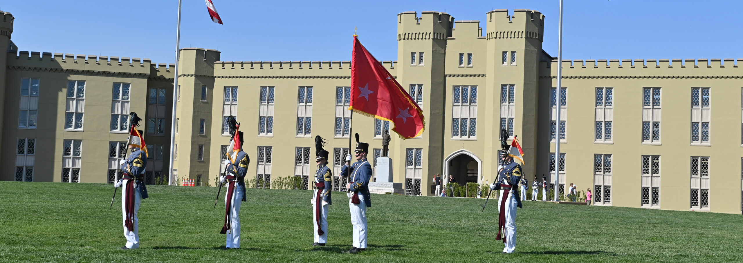 Members of the Corps of Cadets march out for a parade.