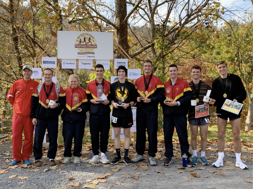 The running club poses.
