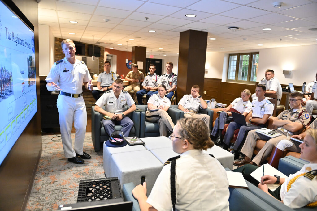 Cadets gather to discuss conference topics.