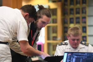 Cadet John Barker '23 during Virginia Military Institute's Senior Military College Cyber Fusion event.