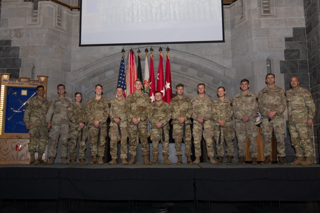 The VMI team receives their Sandhurst Medallion for placing fifth overall at the annual Sandhurst Military Skills Competition at West Point.