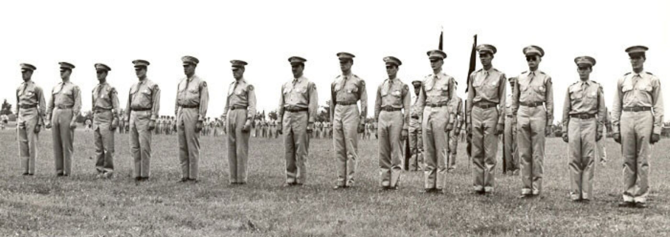 Students, including VMI cadets, receiving commissions at the first Air Force ROTC summer camp, Langley Field, July 1948.