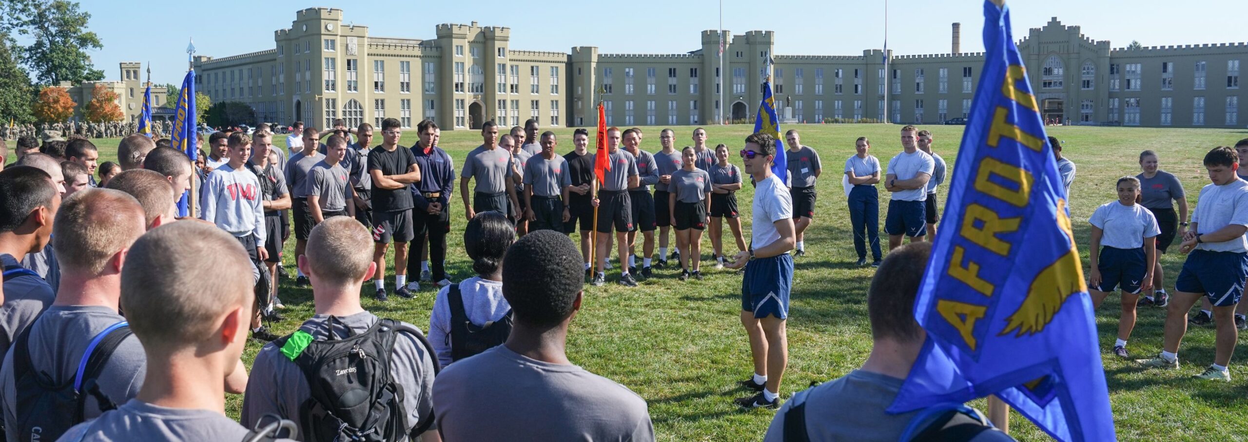 Air Force ROTC on parade ground before training exercises.