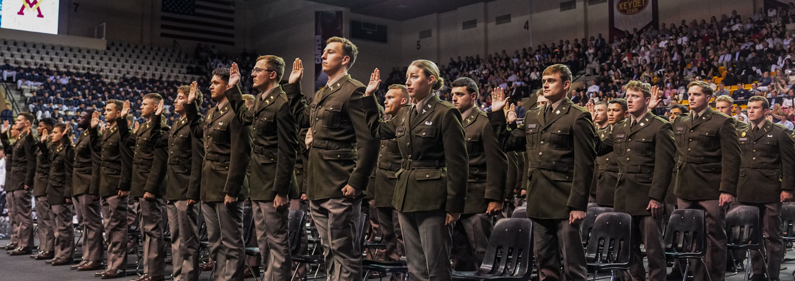 Army ROTC cadets take their oaths in Cameron Hall, officially becoming 2nd Lieutenants in the United States Army
