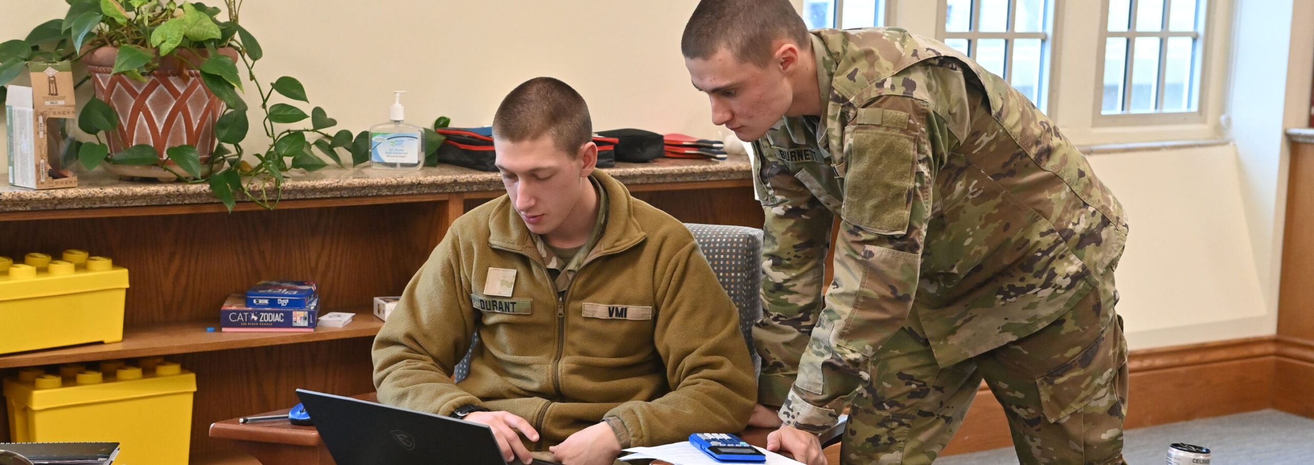 Cadets study together.