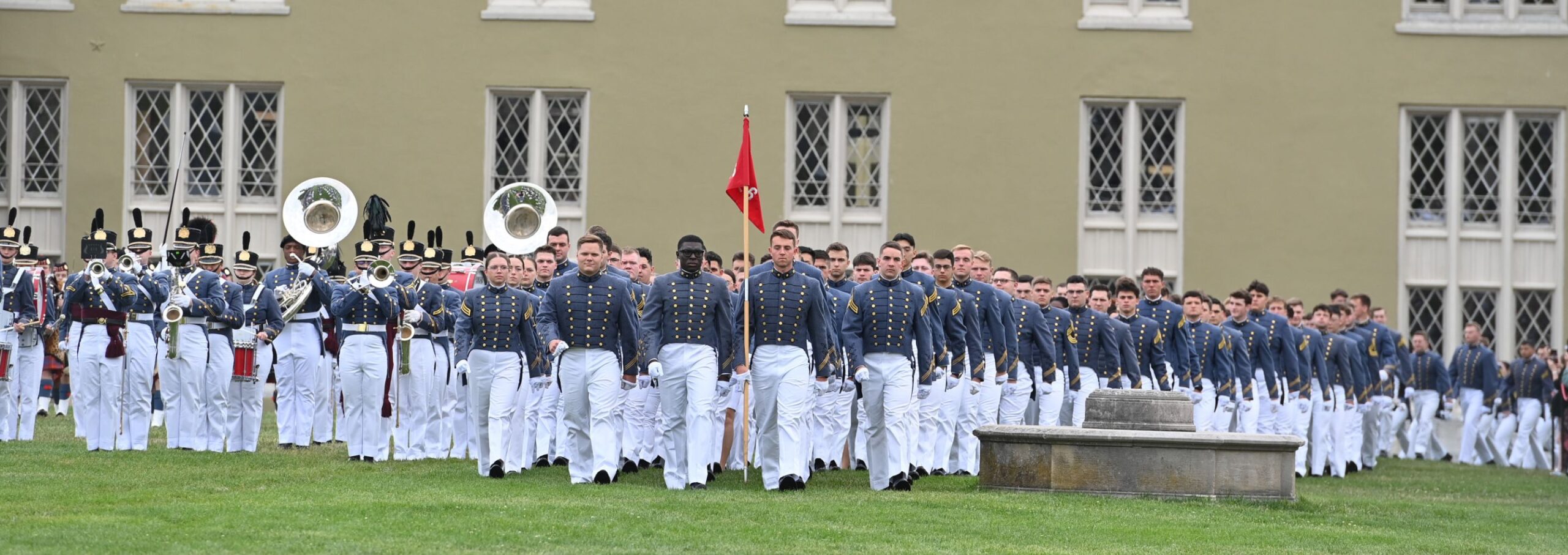 Cadets on march on Parade Ground for a parade.