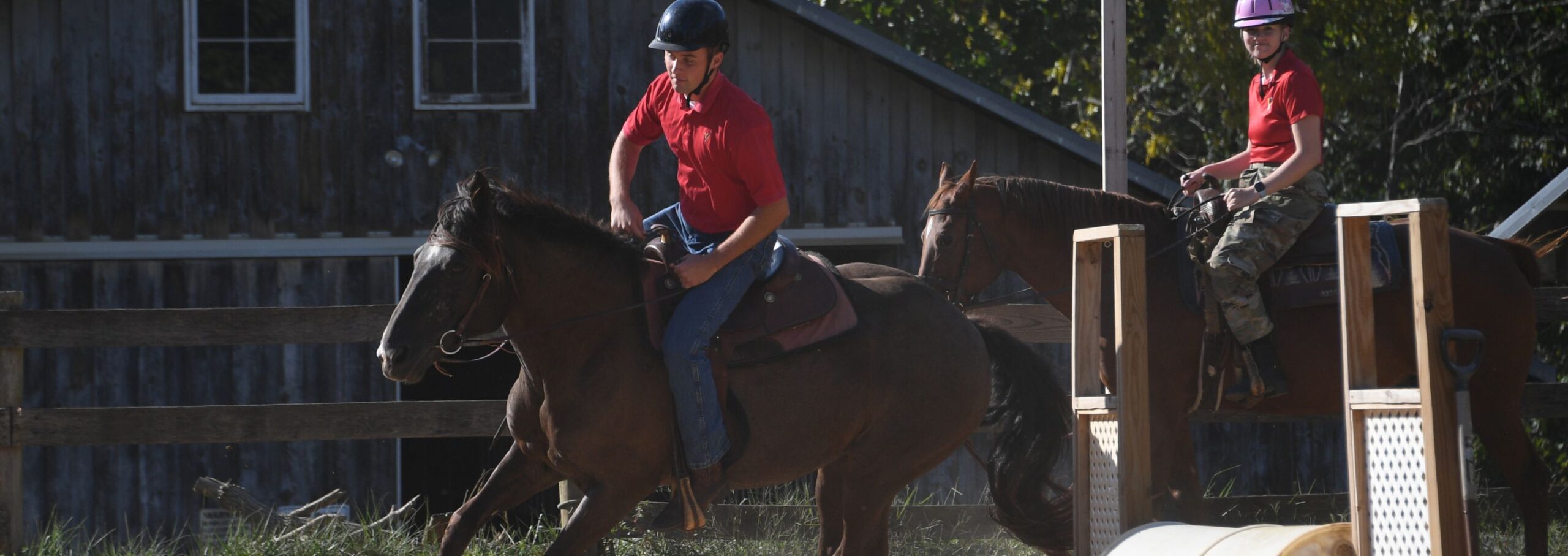 Cadets ride horses for VMI's Equestrian Club.
