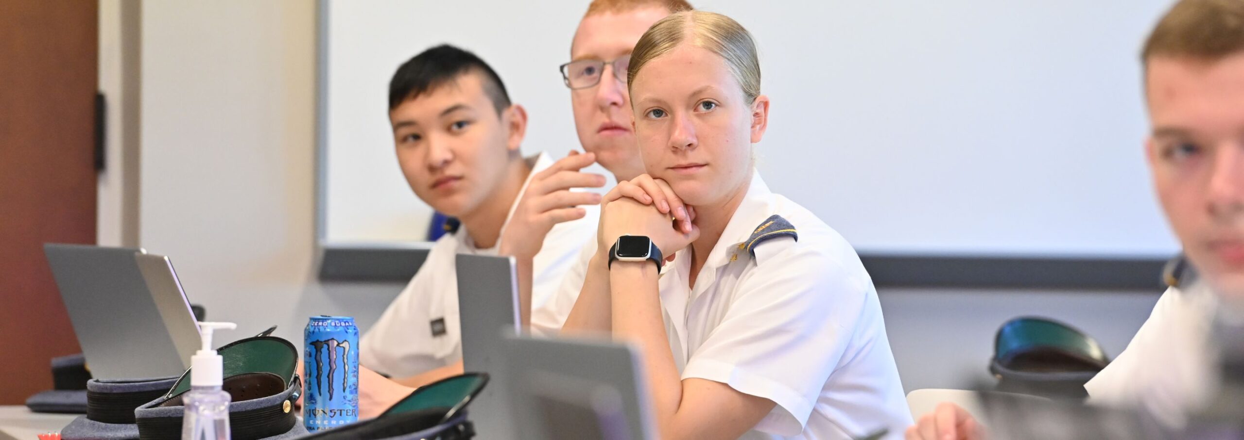 Cadets in an economics and business classroom.