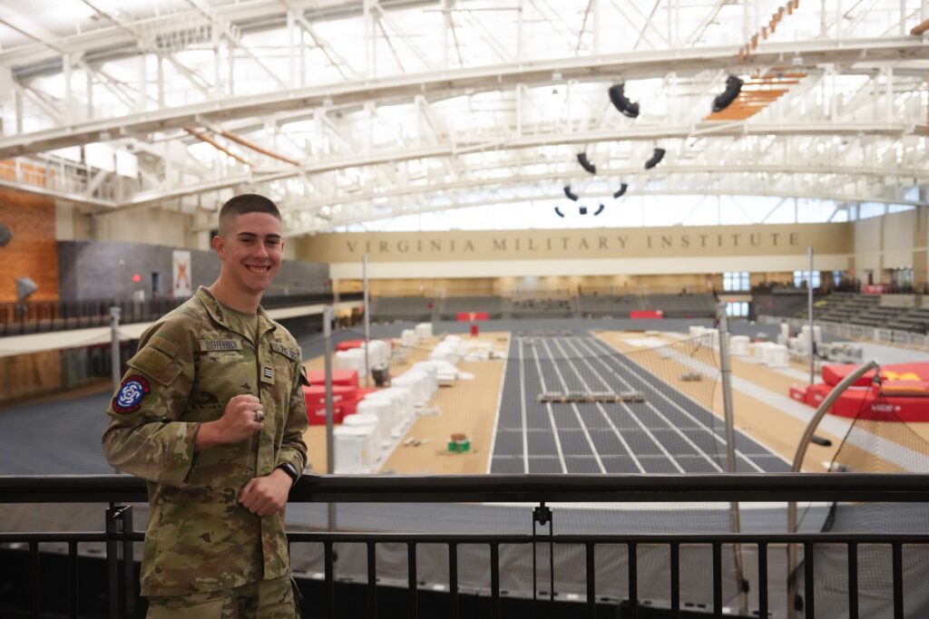 An Air Force ROTC member poses for a photo at VMI.