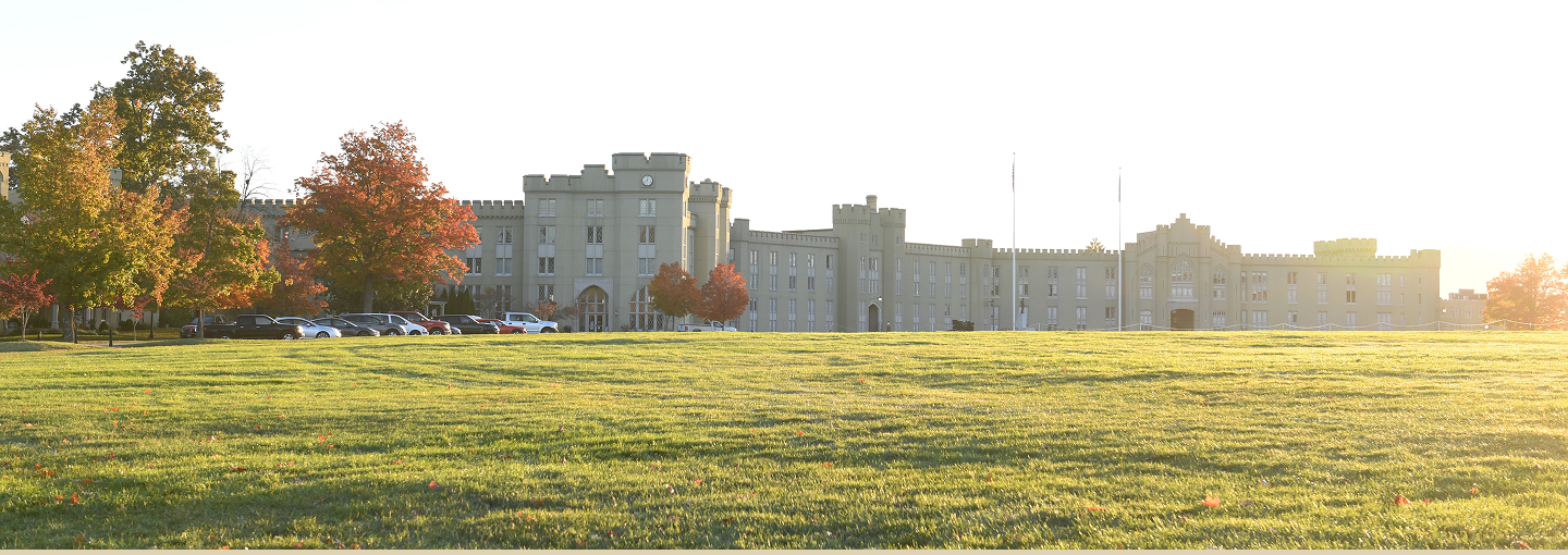 A shot from the VMI parade ground of the Cadet Barracks.