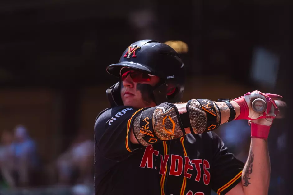 VMI Baseball first baseman Grayson Fitzwater at bat.