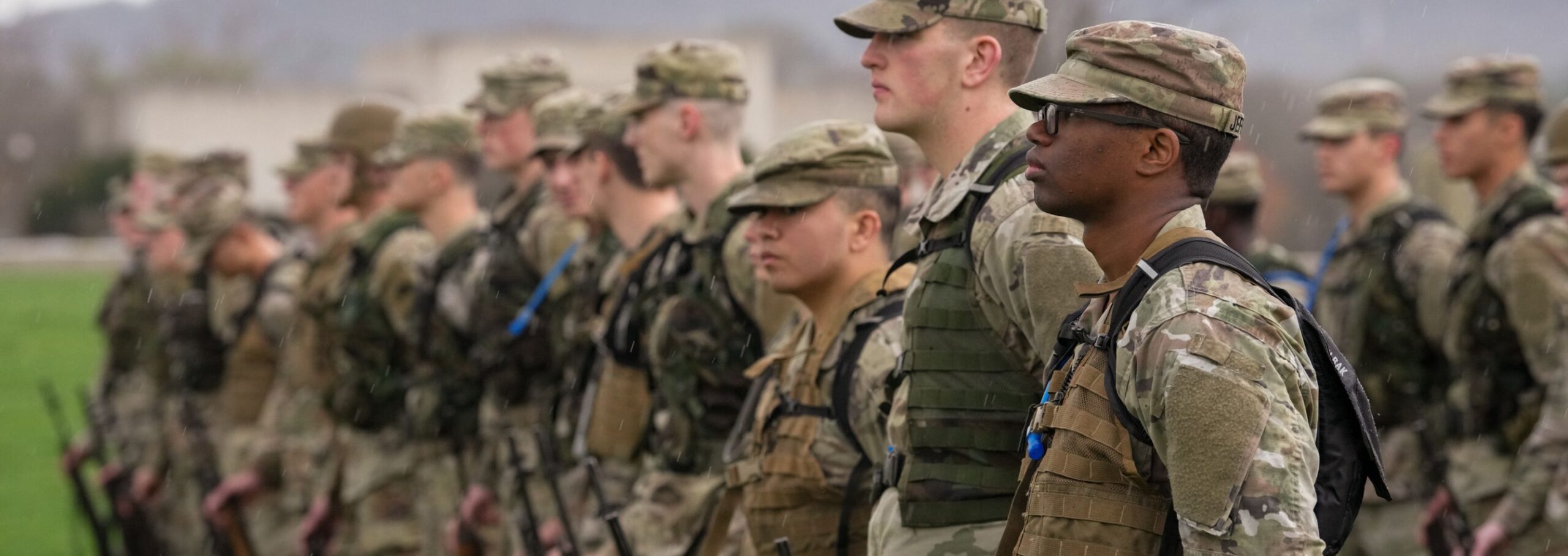 NROTC members line up on the parade ground.