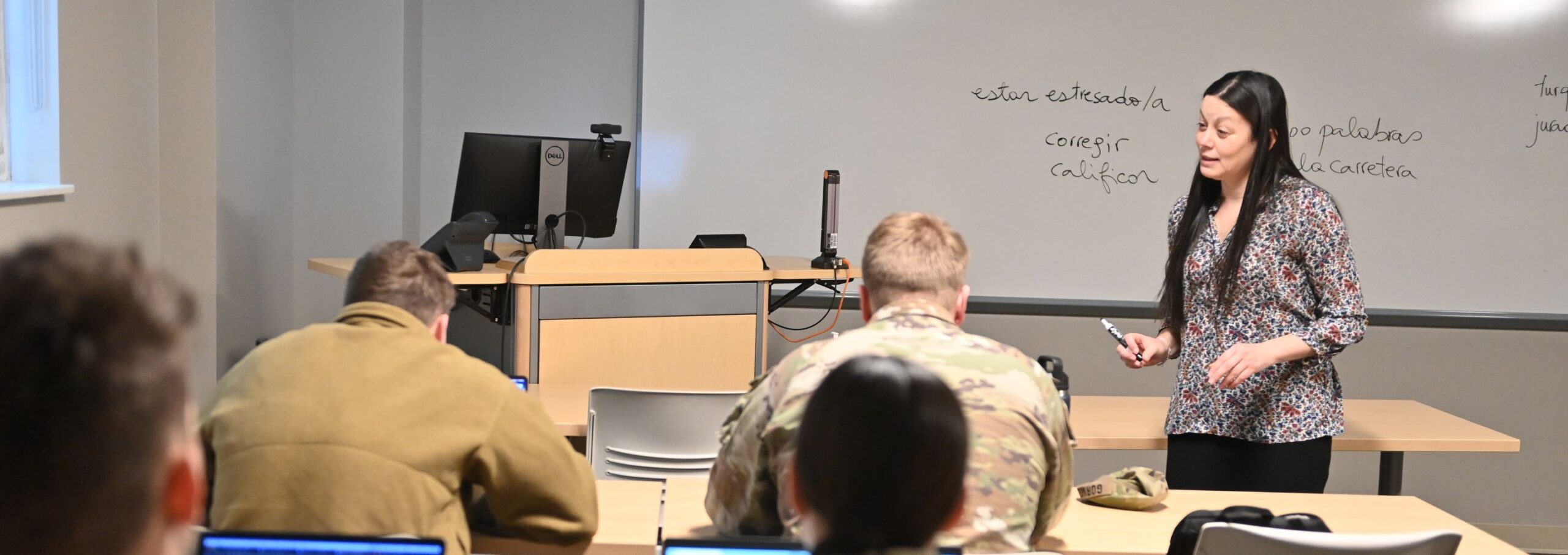 Cadets in a Spanish classroom.