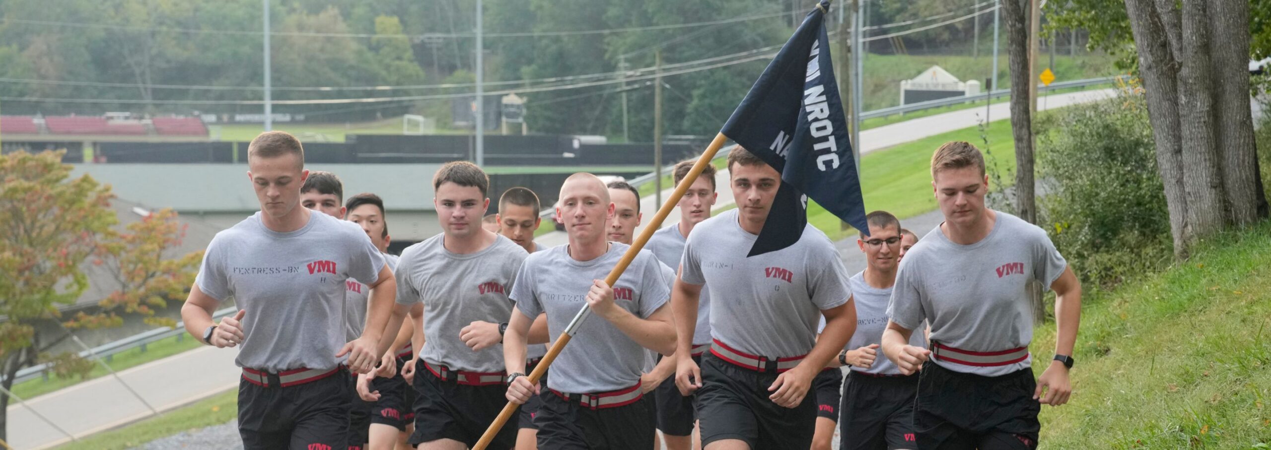 NROTC members running.