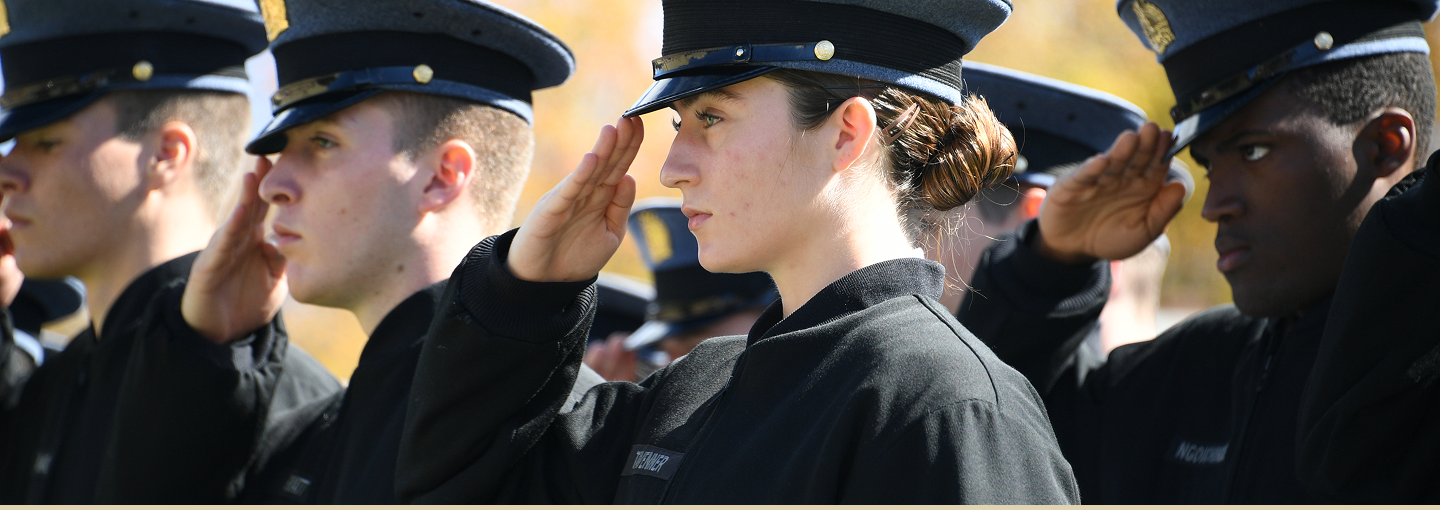 Cadets saluting.