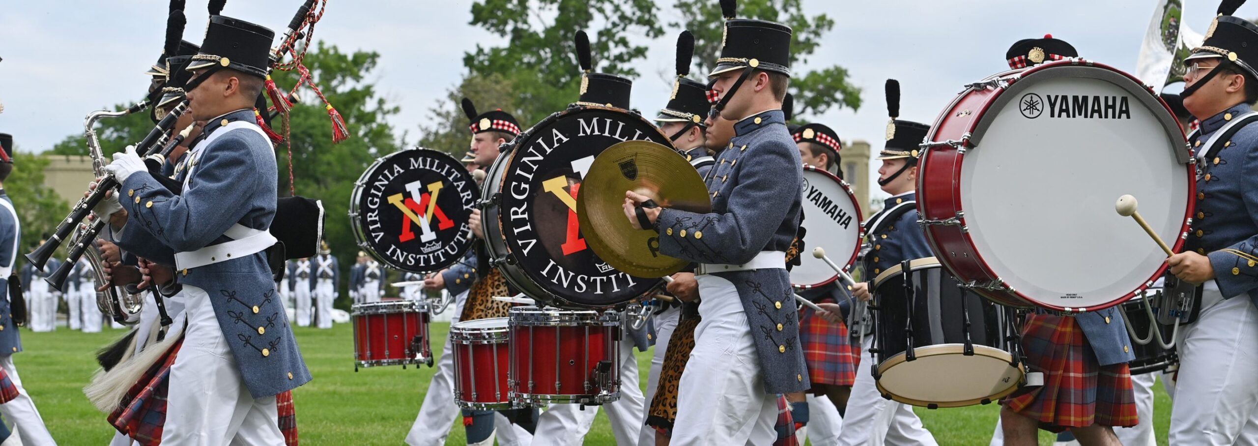 The Regimental Band marches on the field for parade.